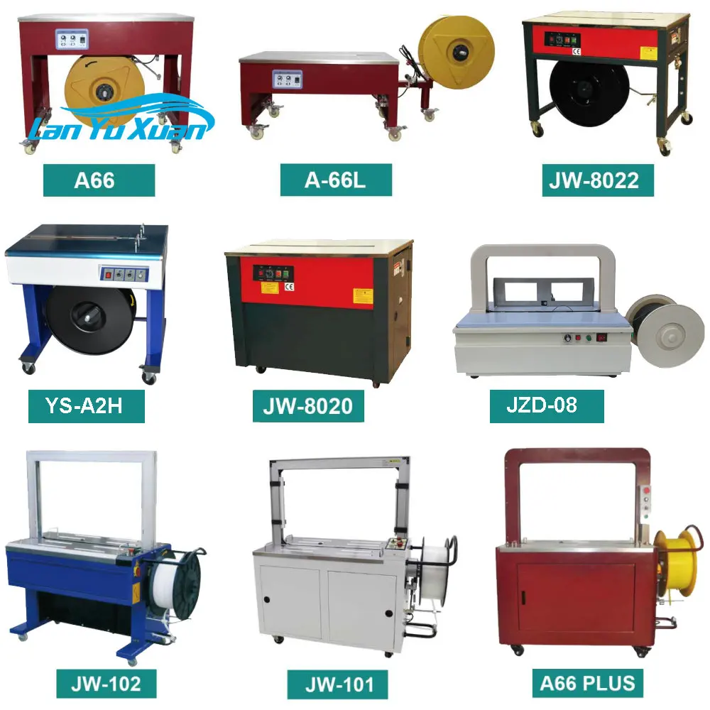 Fully Autom Plastic Pp Strap Band Belt Banding Carton Box Tying Side Bottom Seal Paper Rolls Automatic Strapping Machines