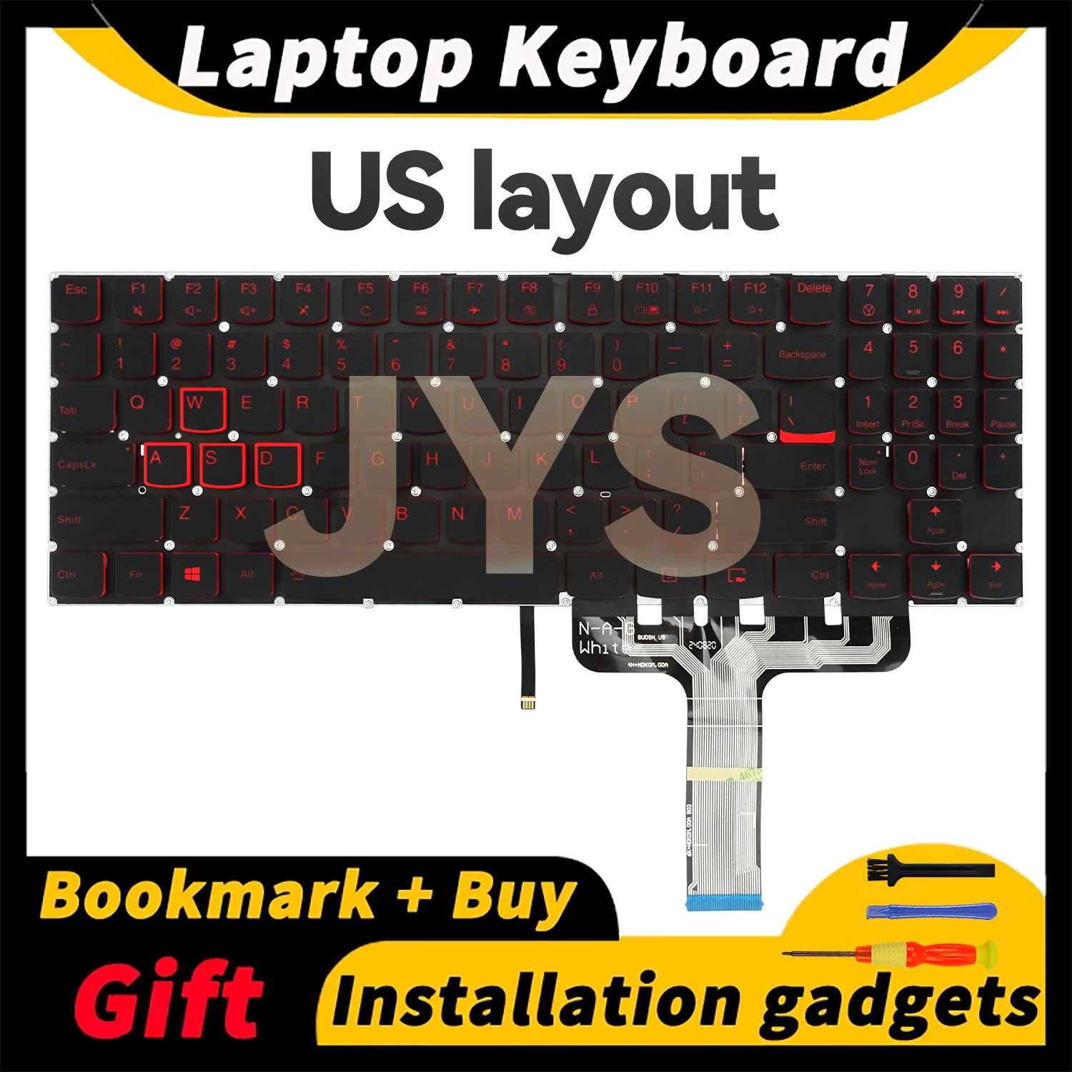 Replacement Keyboard Suitable for Lenovo Legion R720 Y520 Legion Y720 R720-15IKB Notebook Keyboard with Backlit US Layout Red