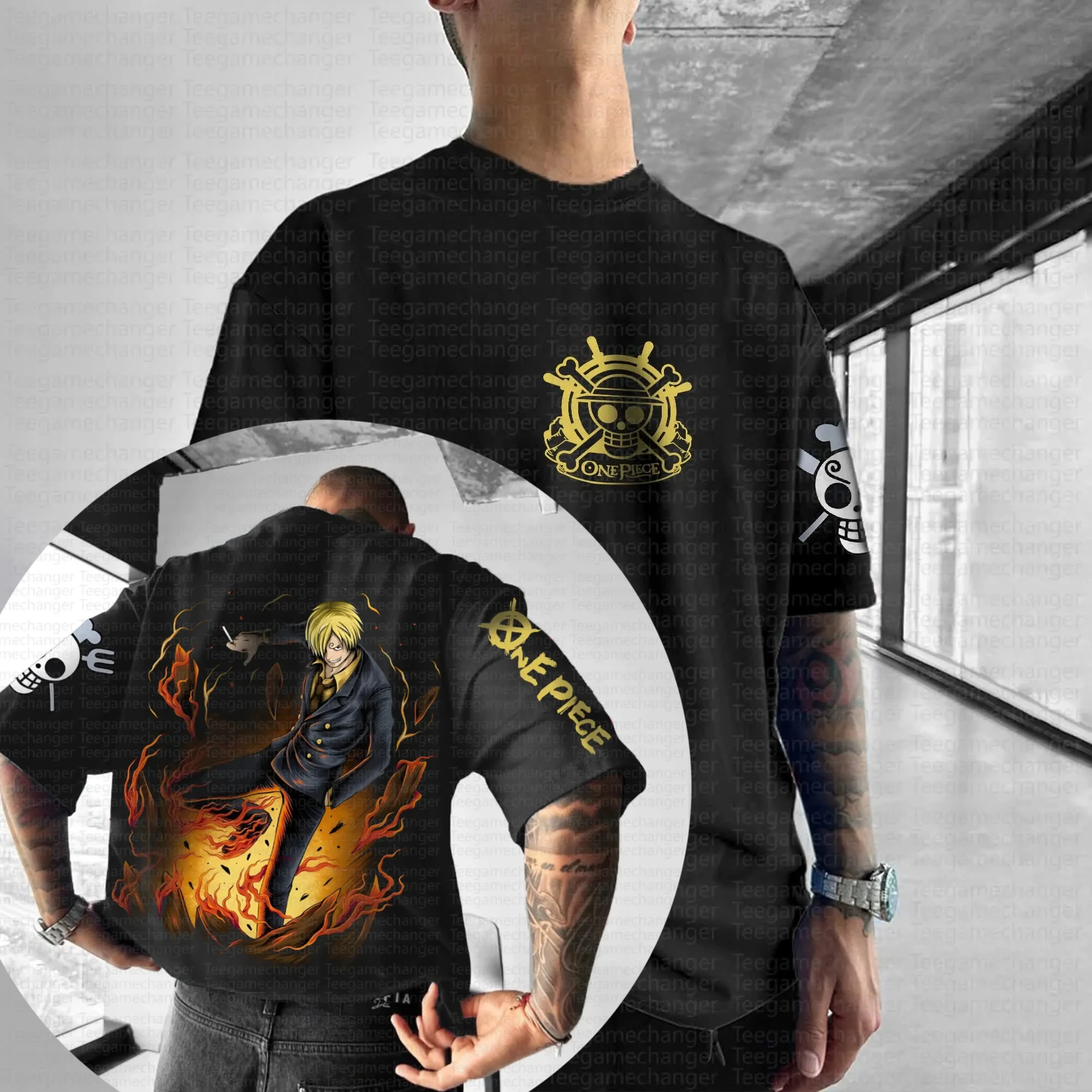 ONE PIECE Modny Krótki Rękaw Letni Trend Wygodny Sportowy Casual Półrękawek Popularny Strój Dla Pary Półrękawek Krótki Rękaw Top