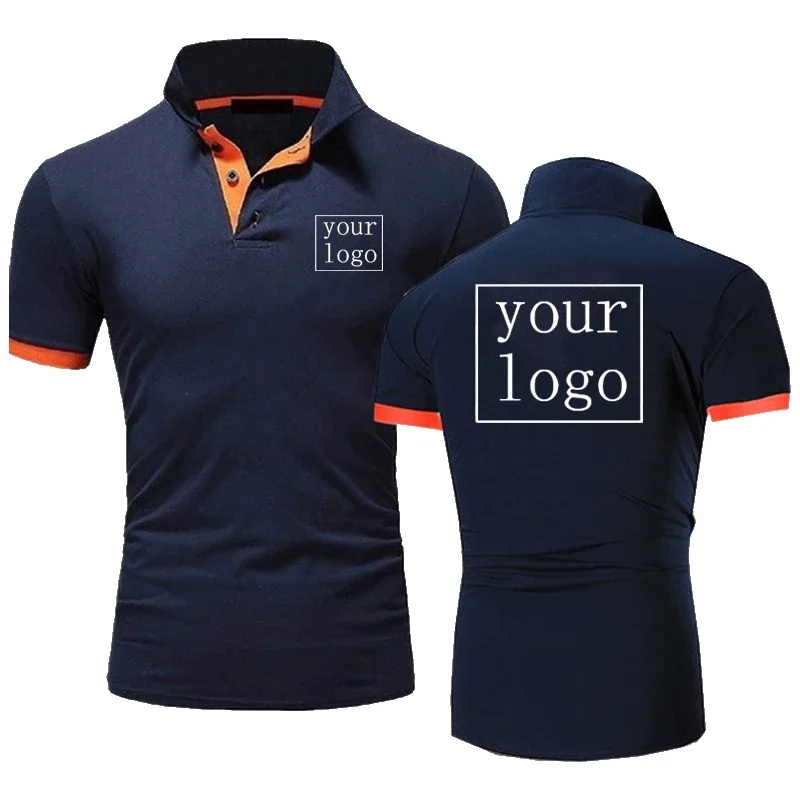 Custom Your LOGO Men\'s Polo Shirt Summer Brand Short Sleeve Fashion Business Casual Breathable Quick Drying Male Lapel T-Shirt