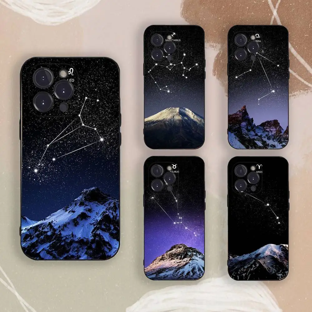 

Zodiac Sign Phone Case For iPhone 17,16,15,14,13,12,11,Pro,X,XS,Max,Plus Soft Black Cover