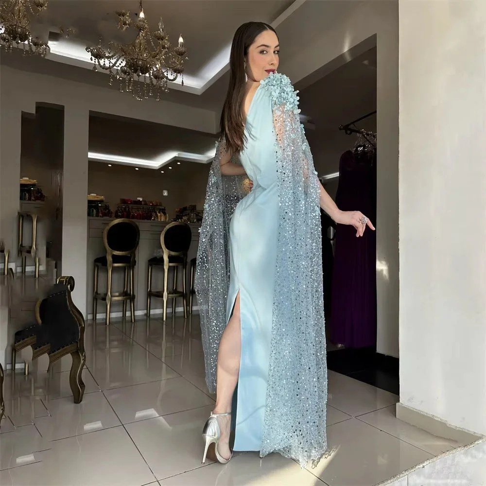 Vestido de noche sin mangas con flores exquisitas personalizado, encantador vestido de fiesta con volantes y cuentas, vestido de fiesta con lentejuelas de sirena