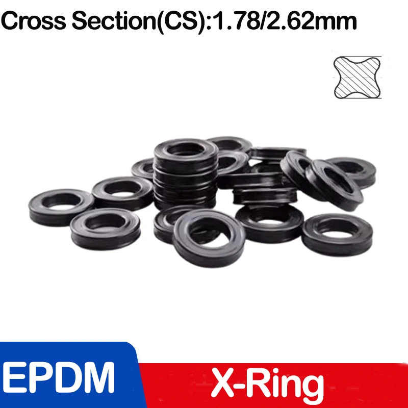 

Черное уплотнительное кольцо EPDM X-Ring, CS WD 1.78/2.62 мм, четырехшлицевое уплотнительное кольцо, для гидравлических цилиндров, штоков поршней. Внутренний диаметр 1.78-177.47 мм.