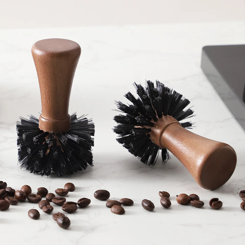 Holzgriff-Espresso-Reinigungsbürste - Nylonborsten, Siebträger- & Korb-Reiniger für Barista-Heimgebrauch – Detail 1