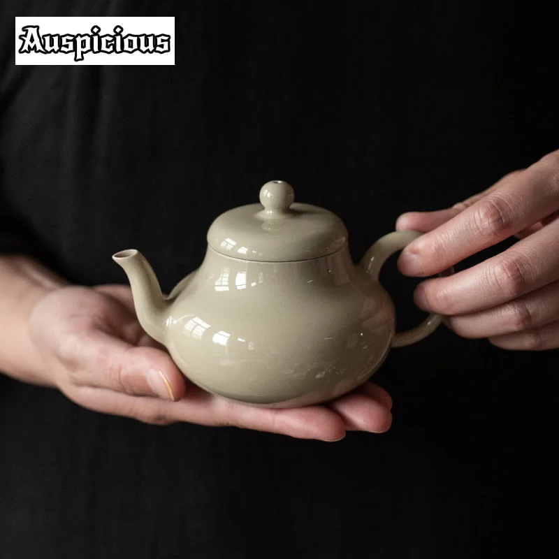 

200 мл ручной работы трава и дерево серый глазурованный керамический чайник маленький чайник с шариковым отверстием фильтр китайский чайный набор ремесло