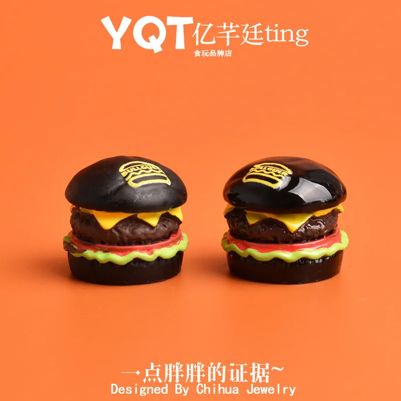 YQT برغر شريحة لحم سوداء صغيرة الإبداعية الغذاء مسرح الديكور مشهد مصغر لتقوم بها بنفسك مجوهرات الراتنج الملحقات #1