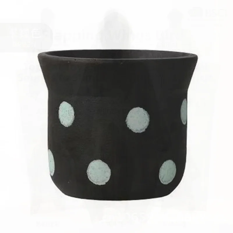 Nordic Ins Polka Dot Geometric Black Flower Pot Cute Small Cactus Potted Plant Modern Breathable Desktop Home Decor Ceramic