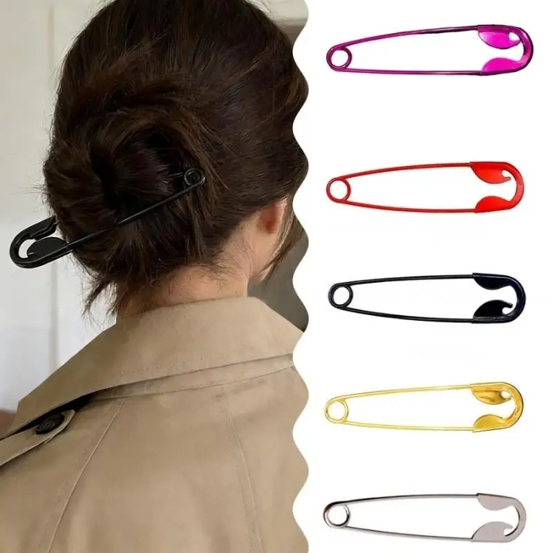 【B】Creative Safety Pin Hair Clip Large Safety Pin Metal Hair Claws Barrettes For Women Girls Fashion Hair Accessories Headwear