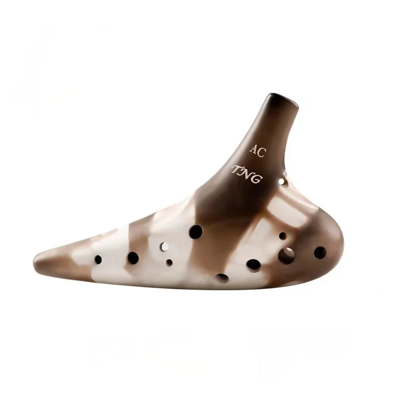 Hot Sale In Stock musical ocarina instrumento 12 Hole Ceramic Tenor Horn  double ocarina flute