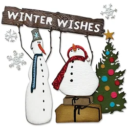 2023 September New Retro Christmas Tree Snowman Wooden Sign Metal Cutting Dies For DIY Making Paper Greeting Card Scrapbooking