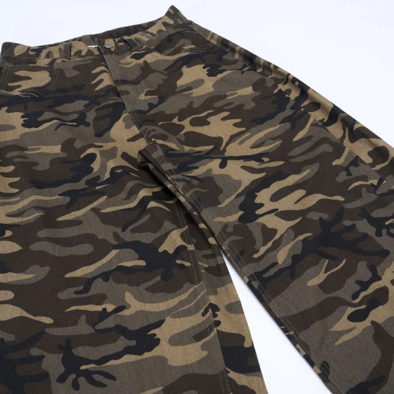 Autumn And Winter American High Street Retro Wide Leg Camouflage Casual Pants For Men And Women Straight Leg Long Pants Trendy