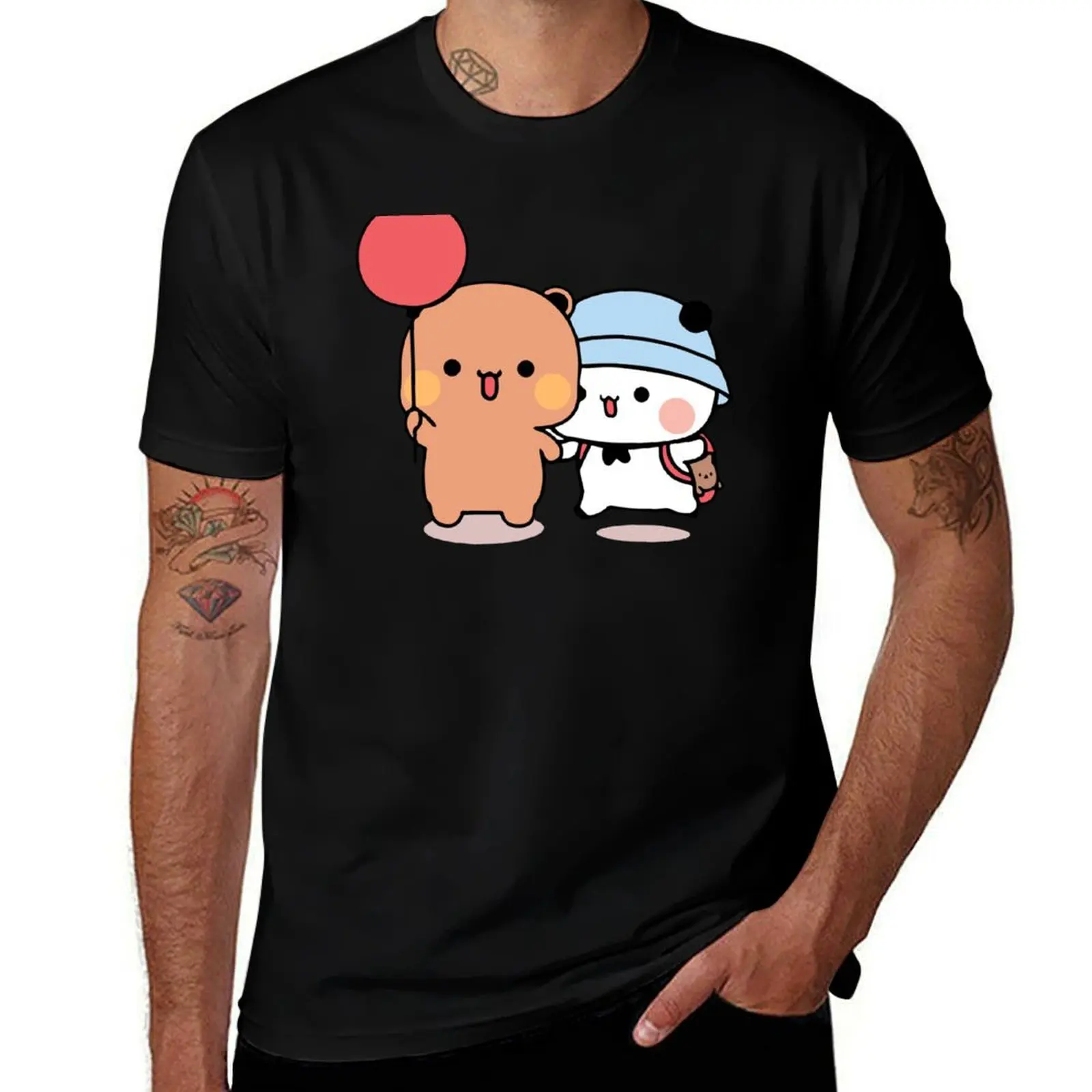 

DuDu Bear and BuBu Panda with Red Balloon T-Shirt T-shirts oversize plus size clothes mens vintage t shirts