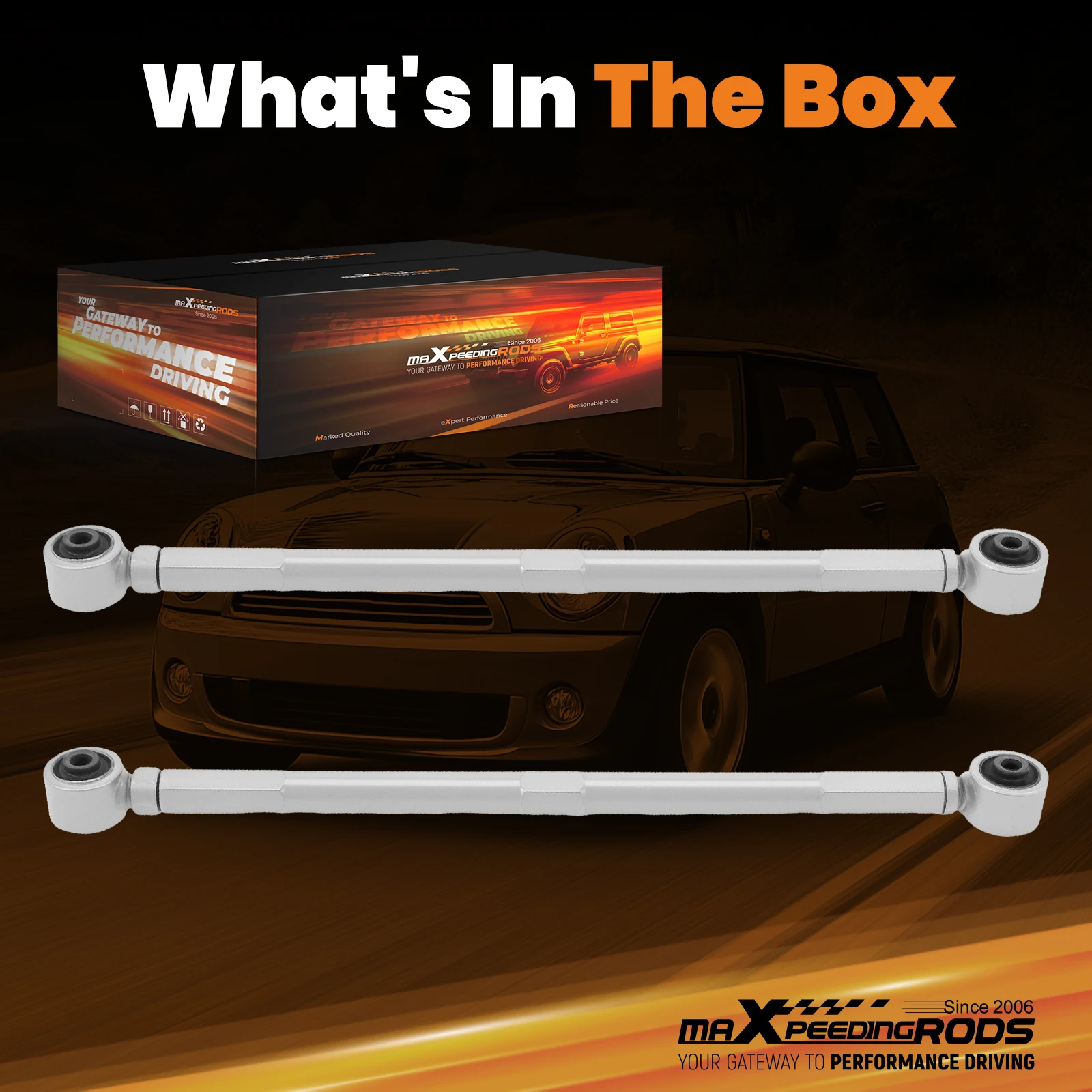 

2Pcs Adjustable Rear Lower Control Arm for Mini Cooper 2002-2013 Rubber Bushing