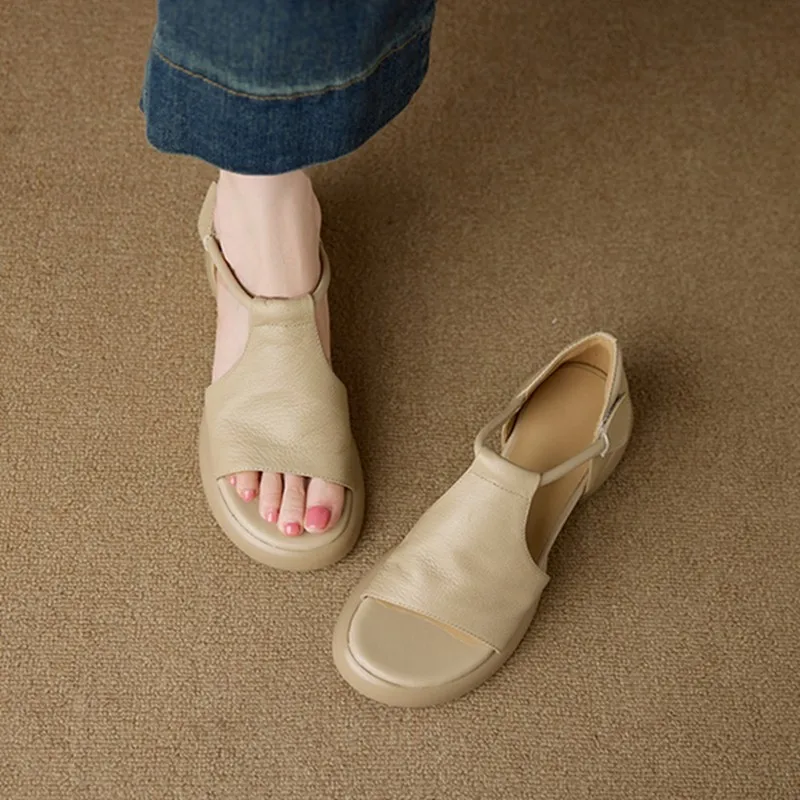 

Женские сандалии на платформе с массивным каблуком, открытым носком, пряжкой, водонепроницаемые, универсальные, удобные и нескользящие