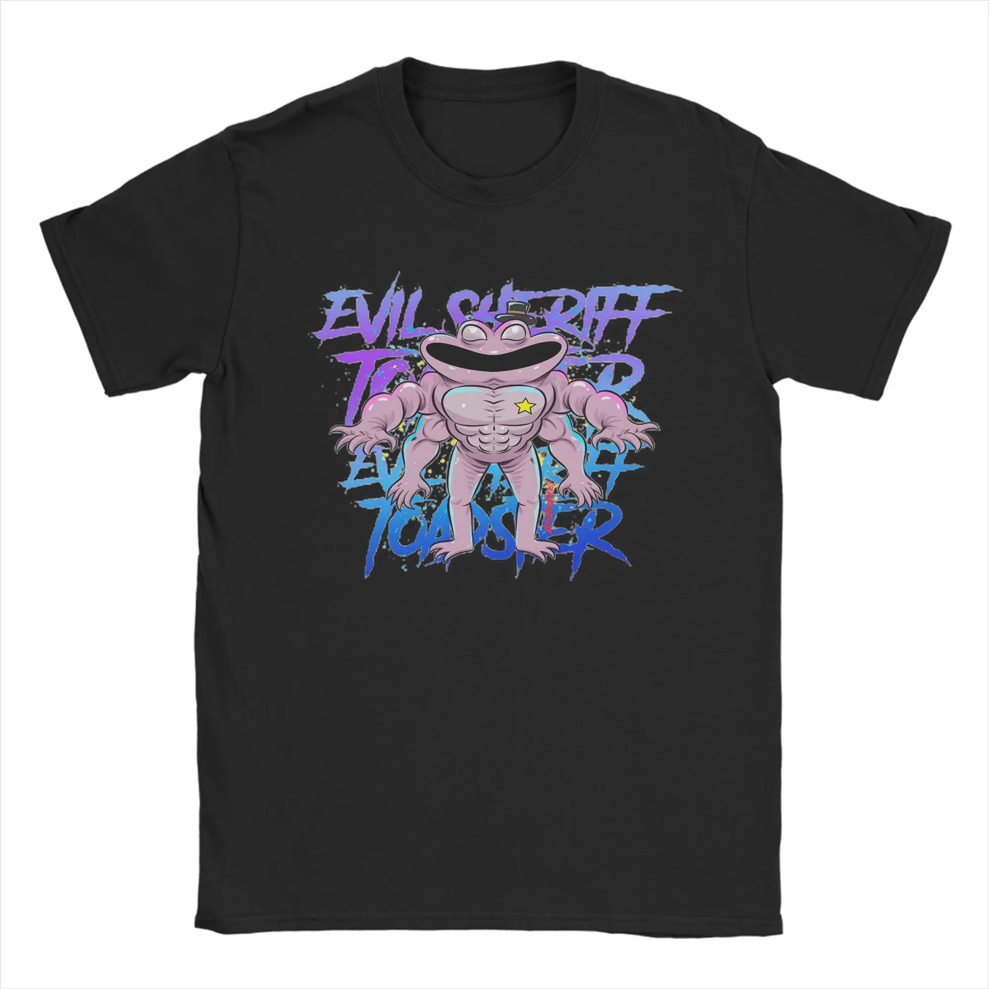 

Футболка Garten of Banban EVIL SHERIFF TOADSTER из 100% хлопка, мужская летняя повседневная футболка в стиле Y2K, футболки с круглым вырезом, свободного кроя, недорогие
