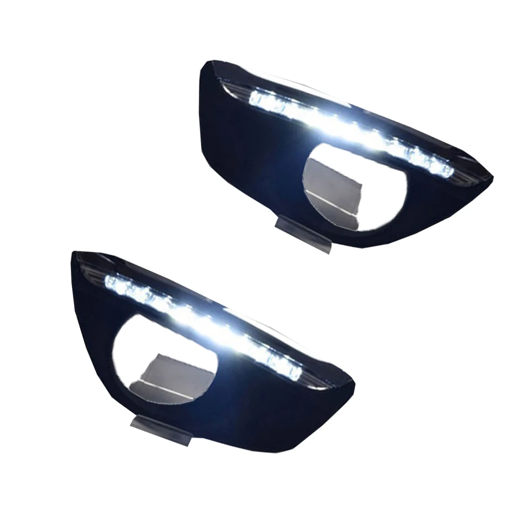 

1 Pair Car Daytime Running Light DRL LED Daylight Fog Lamp Cover for Hyundai Santafe Santa Fe 2010 2011 2012 12V Car Products