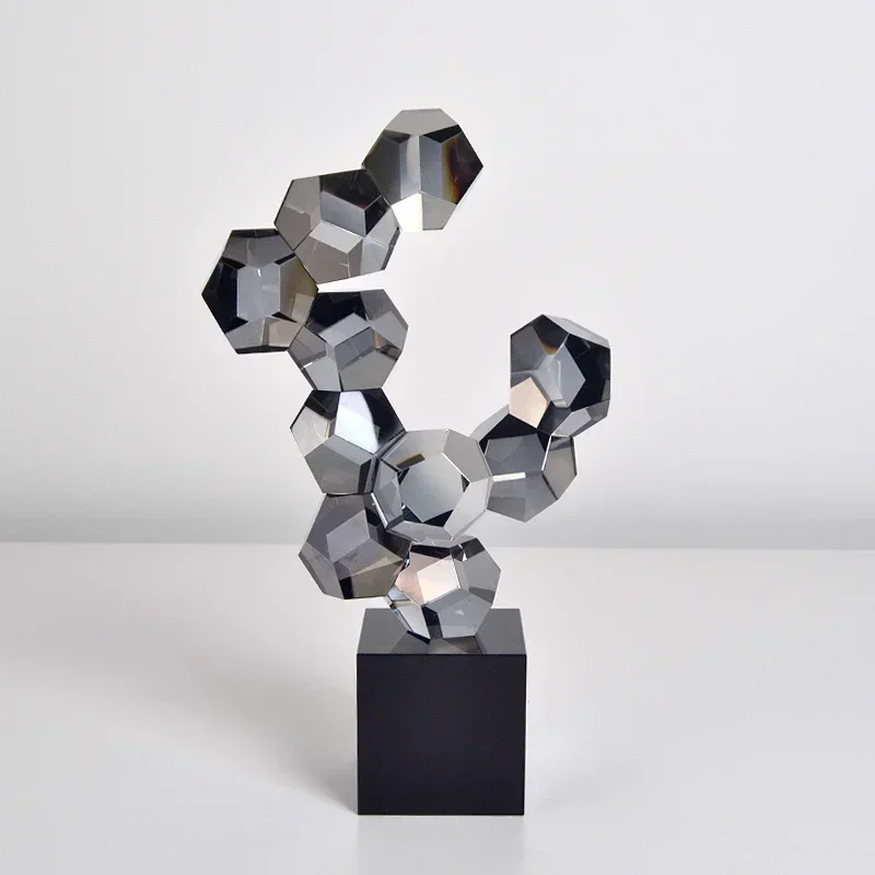 Modern Art Metal Sculpture - High Polished Stainless Steel Ball Statue Abstract Spheres for Home And Hotel Decor