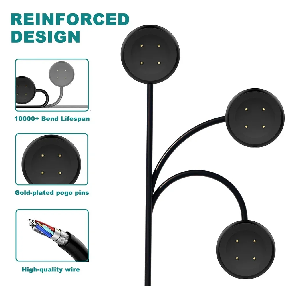 شاحن لساعة Google Pixel Watch 2 USB C كابل شحن Type-C 1M 3.3FT سلك مغناطيسي أسود/أبيض