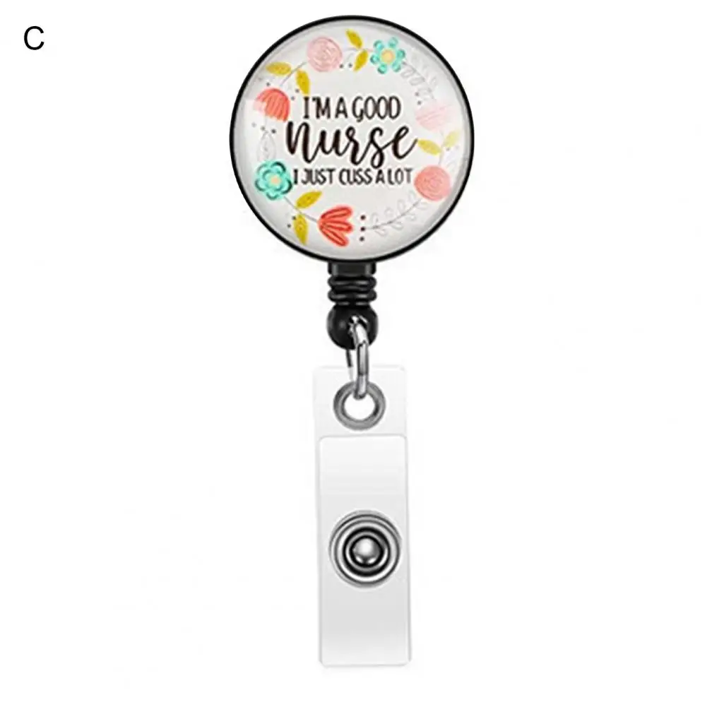 ที่ใส่เหรียญตราดีไซน์การ์ตูนมีรอกป้ายหดเก็บได้พร้อมคลิปด้านหลังสำหรับบัตรพยาบาลที่เก็บนามบัตรสำนักงานโรงเรียน