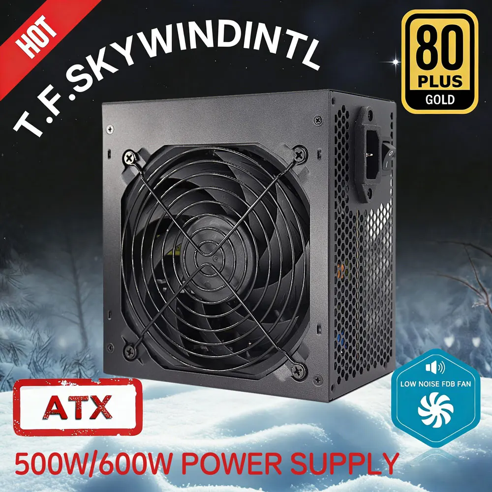 

500W/600W Atx Power Supply 80Plus Gold Active PFC PC 120mm Silent Fan For Mini Chassis Small Computer Case Desktop Power Supply