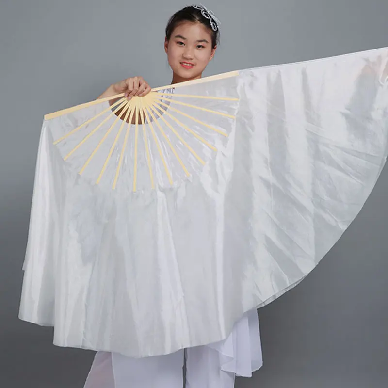 مروحة حريرية نصف دائرية على الوجهين للرقص الشعبي، أداء الفلامنكو الصيني للبطن، مروحة شريطية طويلة مع مقبض #3