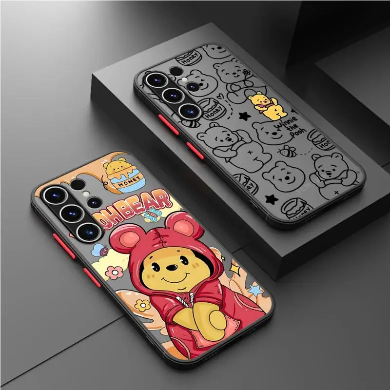 Disney Winnie The Pooh Matte Case For Samsung Galaxy S24 S22 S23 S20 S21 FE S10 Plus Capa Note 20 Ultra 10 Lite Phone Fundas