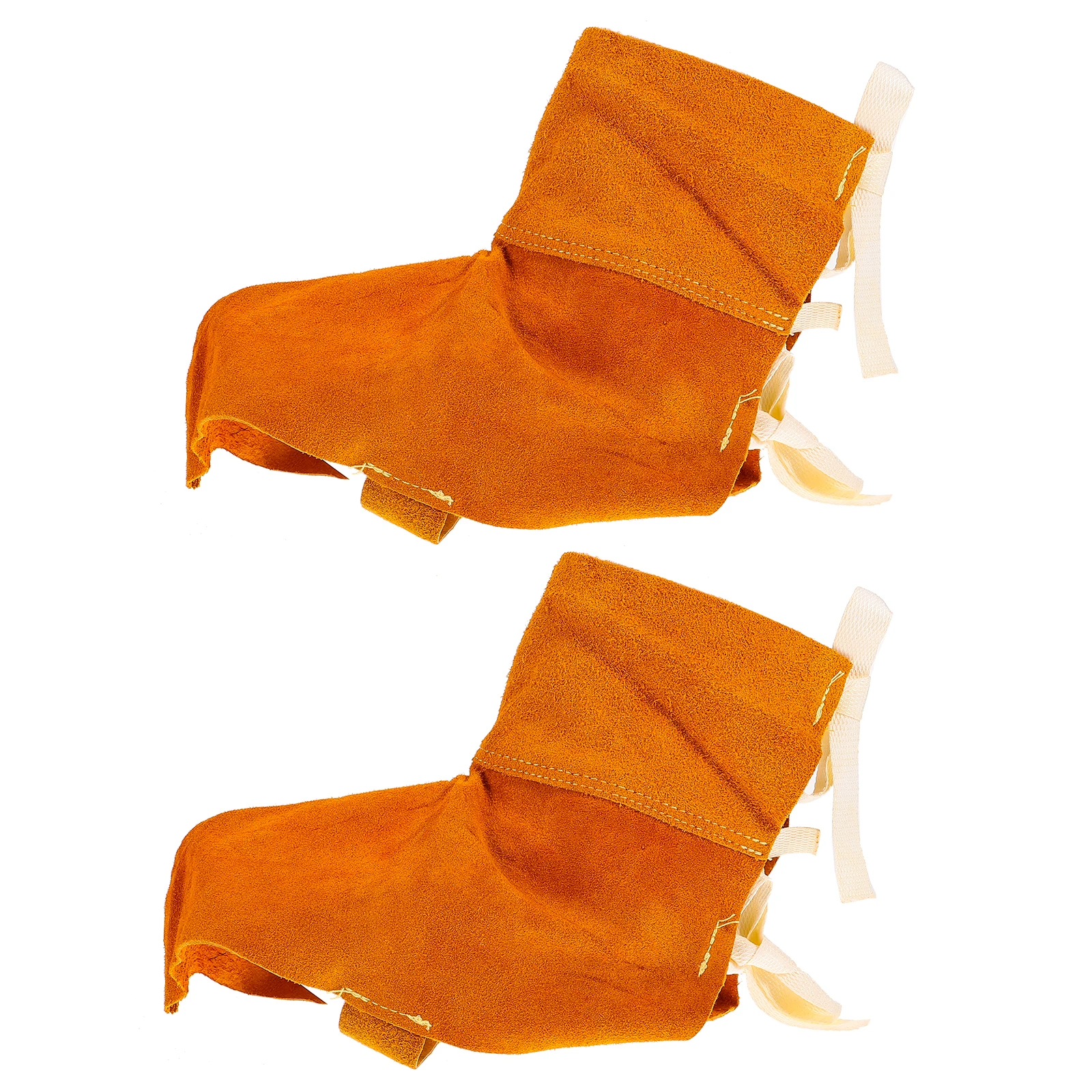

Cowhide Foot Guards Welder Boot Cover Shoe Protective Welding Double Layer Yellow Cowhide R om Laces Durable Practical