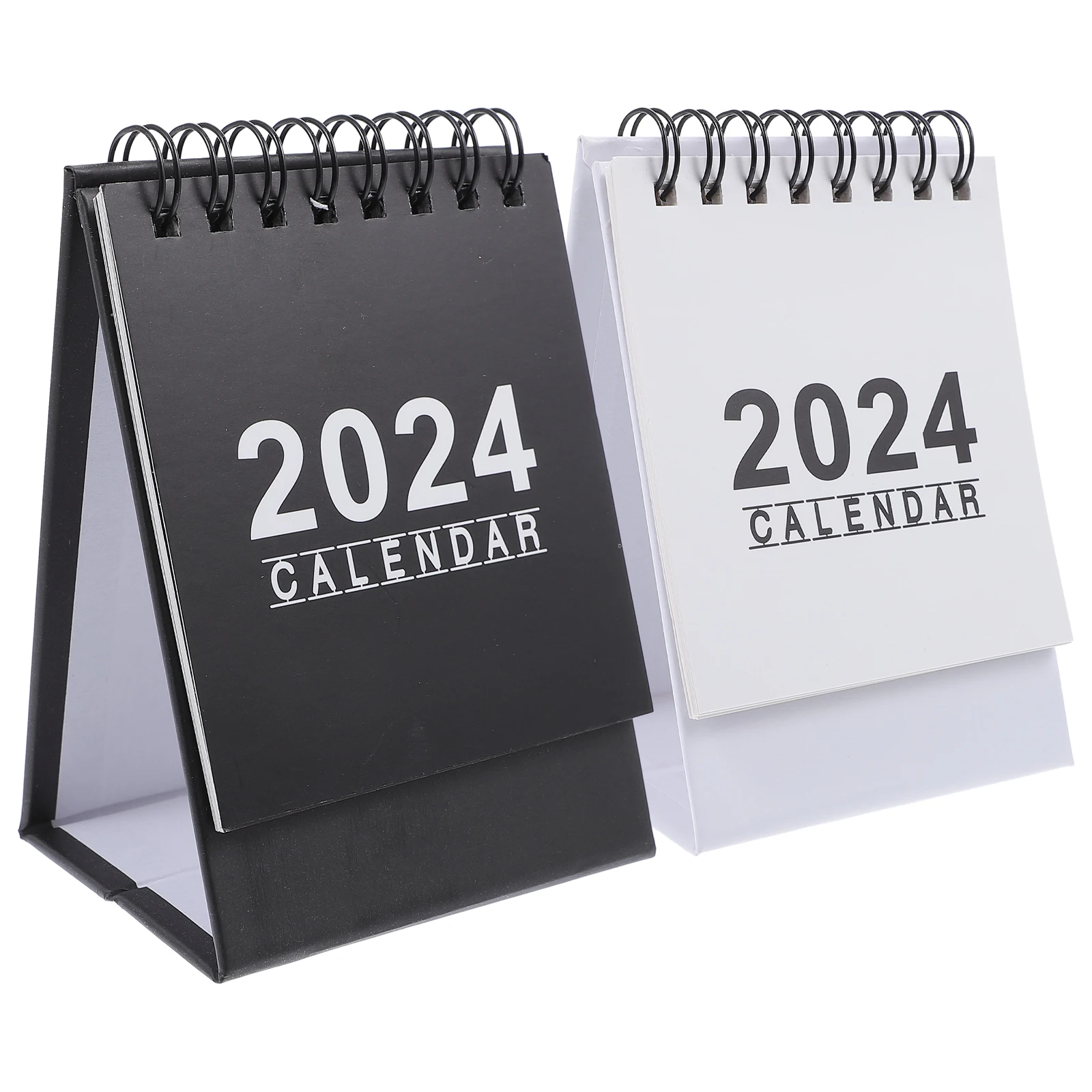 

2pcs Desktop Calendar 2024 Black White Small Office Desk Calendar Calendars St Office Decor Practical Portable