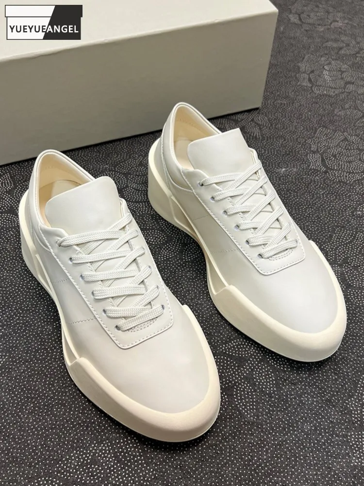 

Men Casual Lace Up Height Increase Skateboard Joggers Sneakers Comfortable Genuine Leather Cowhide Thick Platform Trainers Shoes