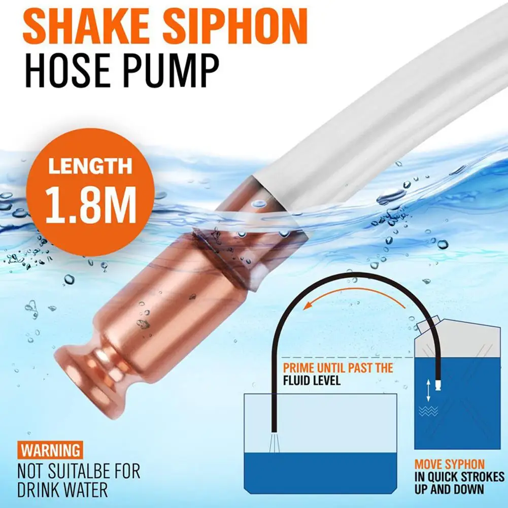 Picture 6: Copper Siphon Pump Flow Rate for Water Fuel Paint Transfer Built In Hand Pump Hose Set Options No Mouth Siphoning Required