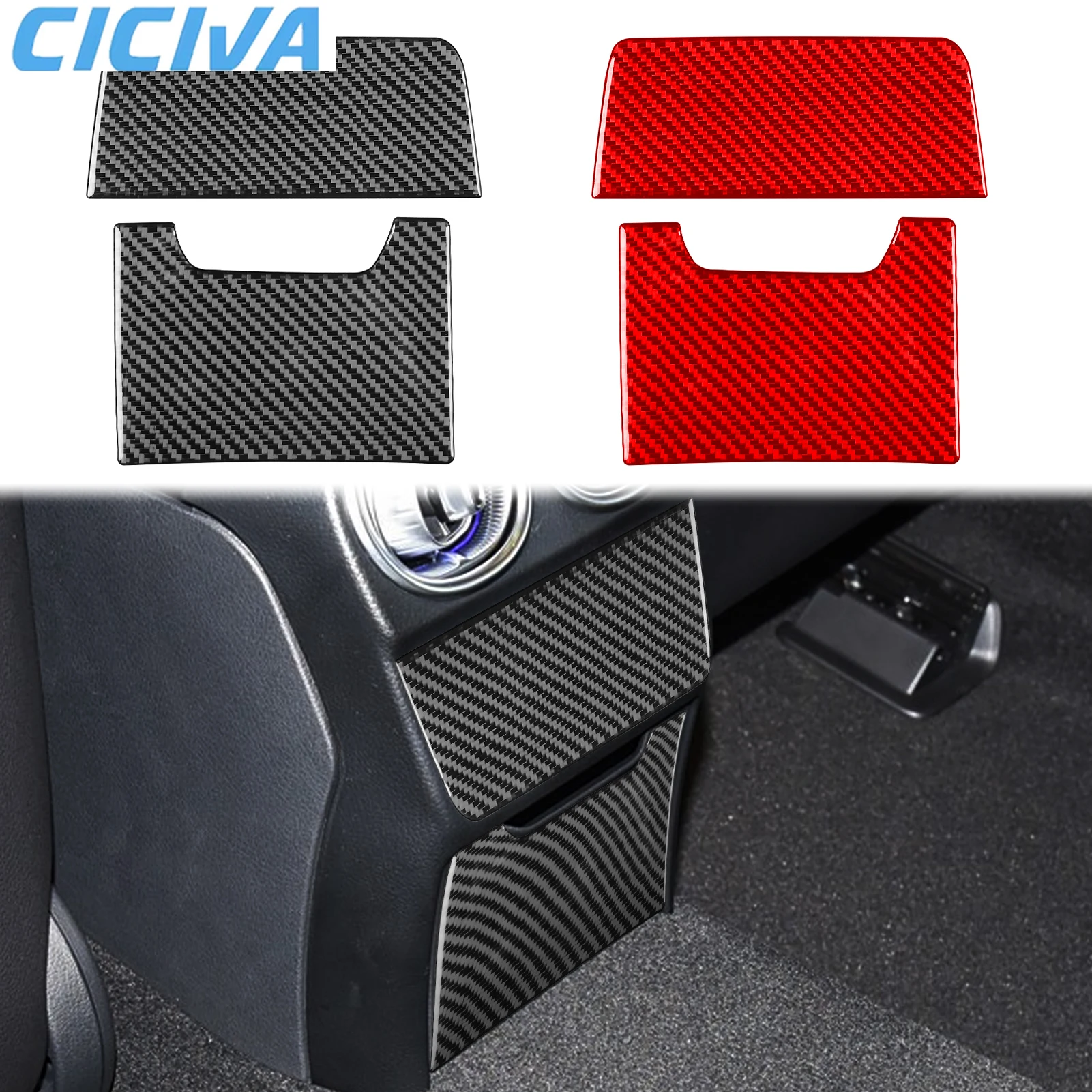 

For Mercedes Benz C-Class W206 2022-2024 Carbon Fiber Rear Air Outlet Vent Storage Panel Interior Car Accessories Cover Stickers