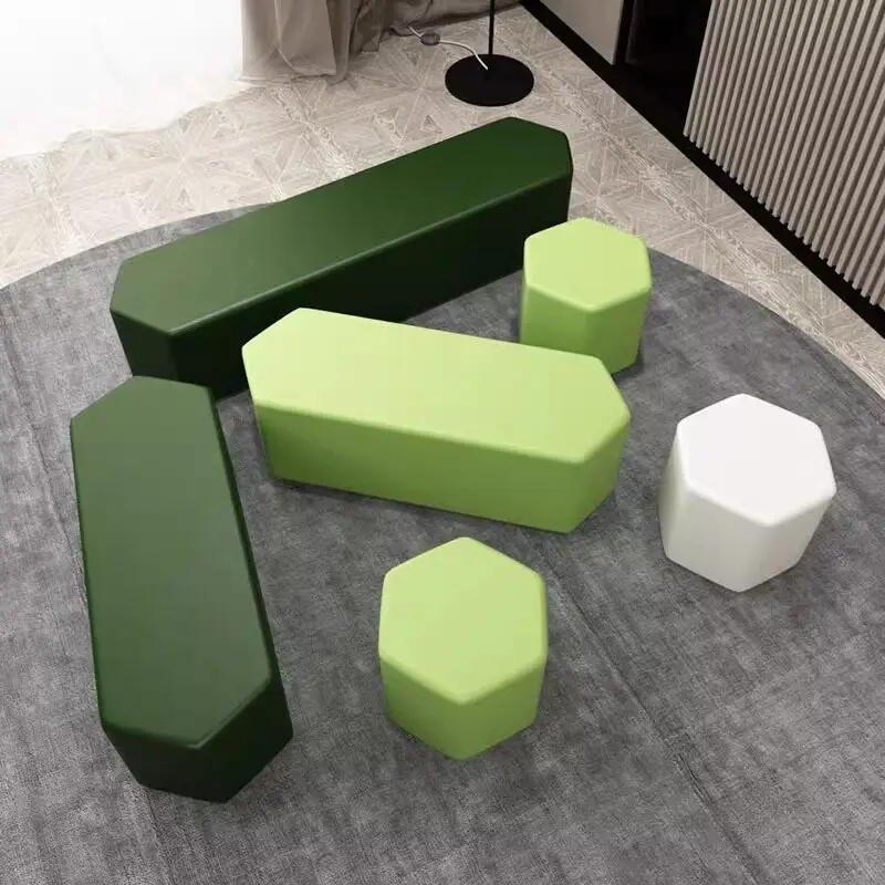 Nordic sofa stool rectangular creative combination low stool clothing store simple light luxury long