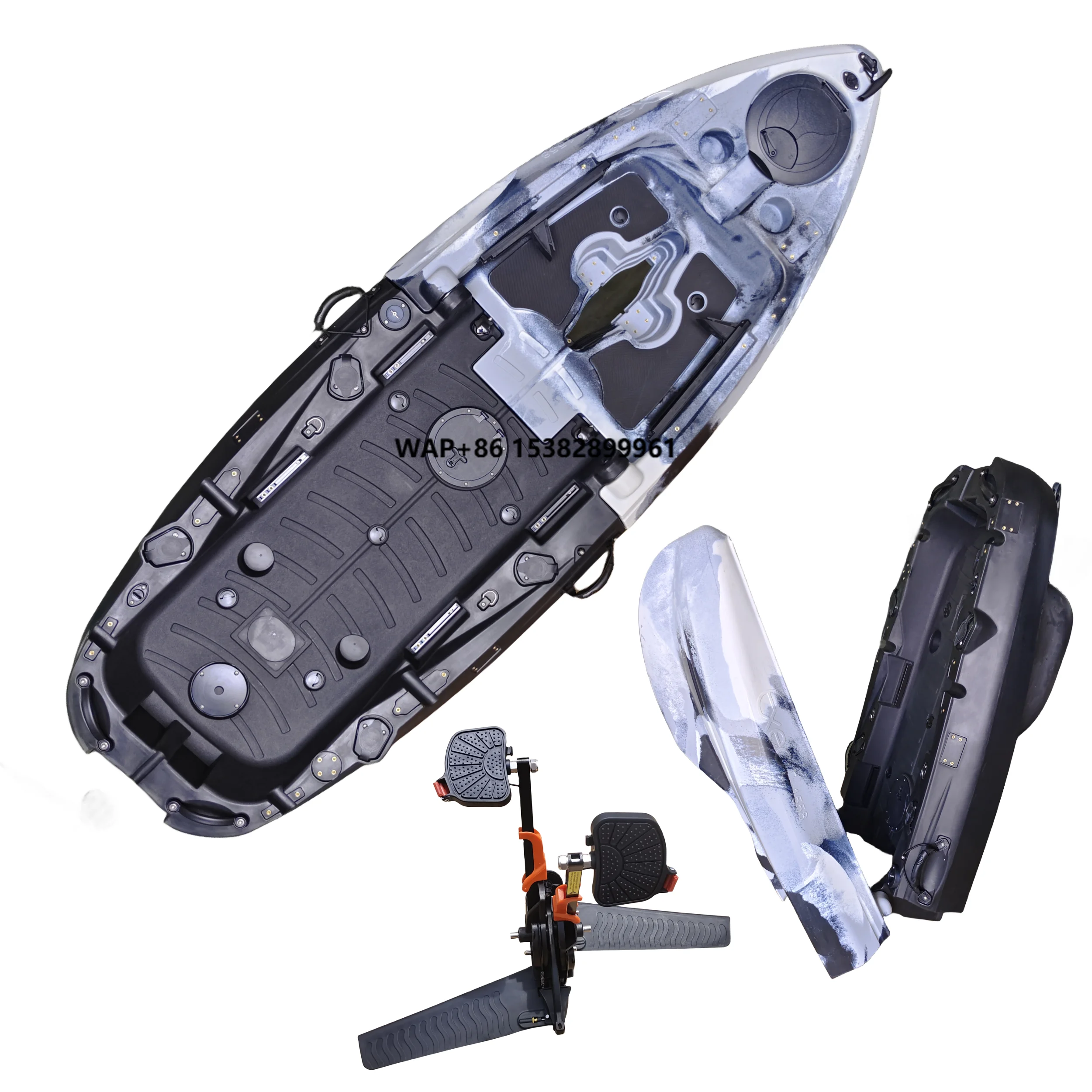 

Pro Angler Plastic Modular Folding Kayak Foldable Two Parts Fishing Kayak with Pedal System