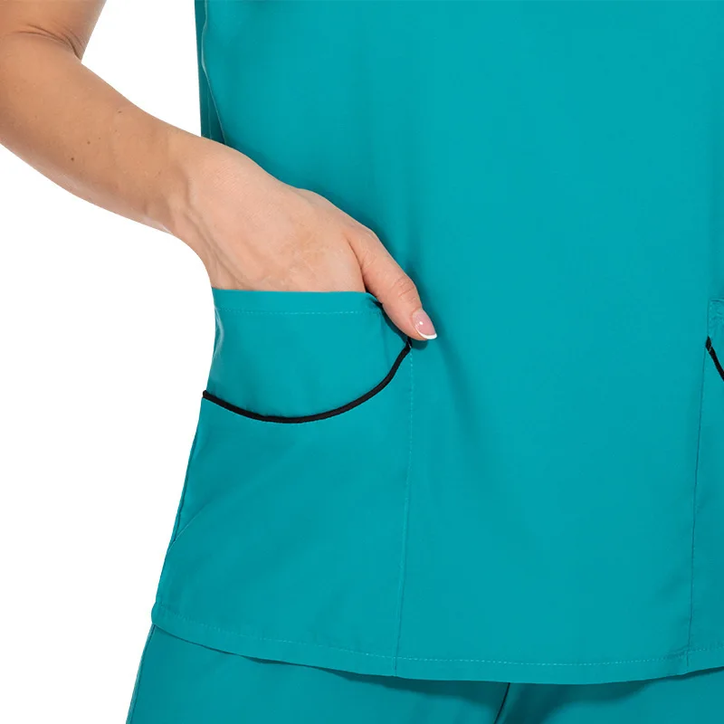

Women's Solid Work Thin Casual Comfortable Nurse Uniform Color Block Design Medical Set