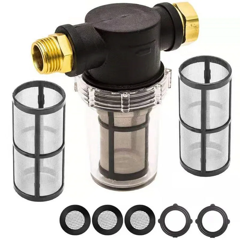 

40/100 Mesh 3/4'' High Pressure Washer Front Filter Attachment Washers Pump Inlet Filter Garden Hose Metal Filter Faucet Filter