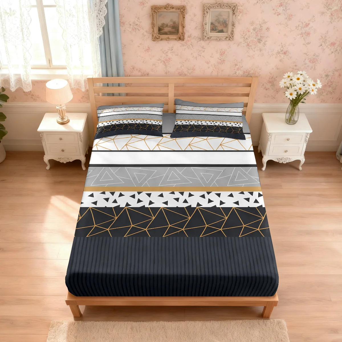 3pcs Abstract Curve Printed Coreless Bed Sheet Set Multi Size Soft Bed Cover Bedroom Bedding Decoration Machine Washable
