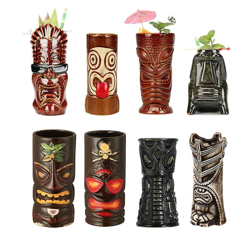 Hawaii Tiki Mugs Cocktail Cup Beer Beverage Mug Wine Mug Ceramic Tiki Mugs