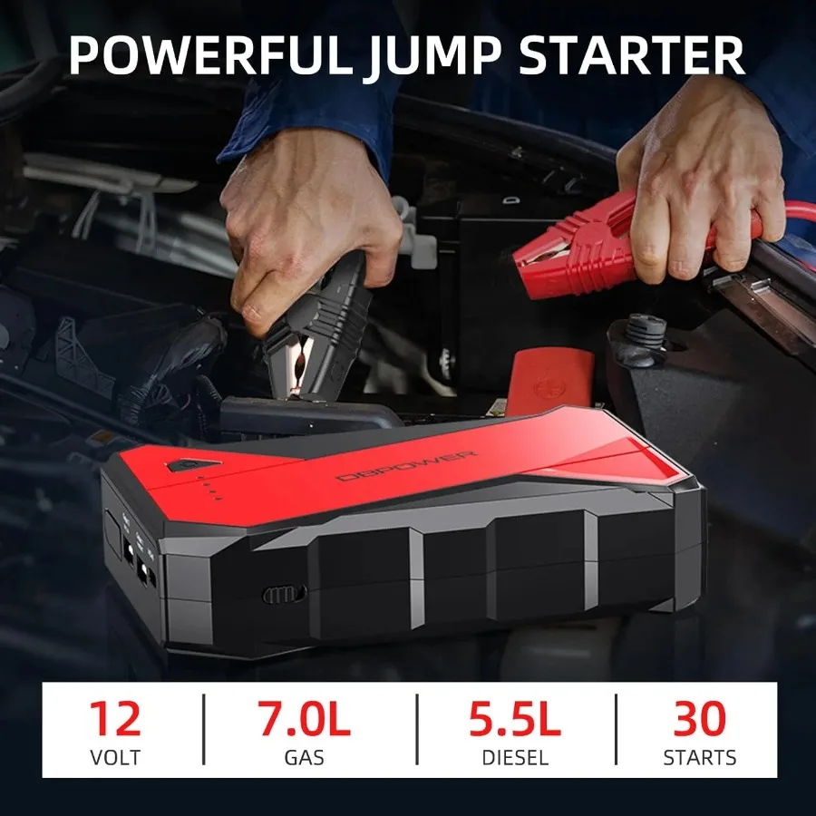 DBPOWER 1000A Portable Car Jump Starter UP to 7.0L Gas 5.5L Diesel Engine 12V Lithium-Ion Auto Battery Booster Power Pack with