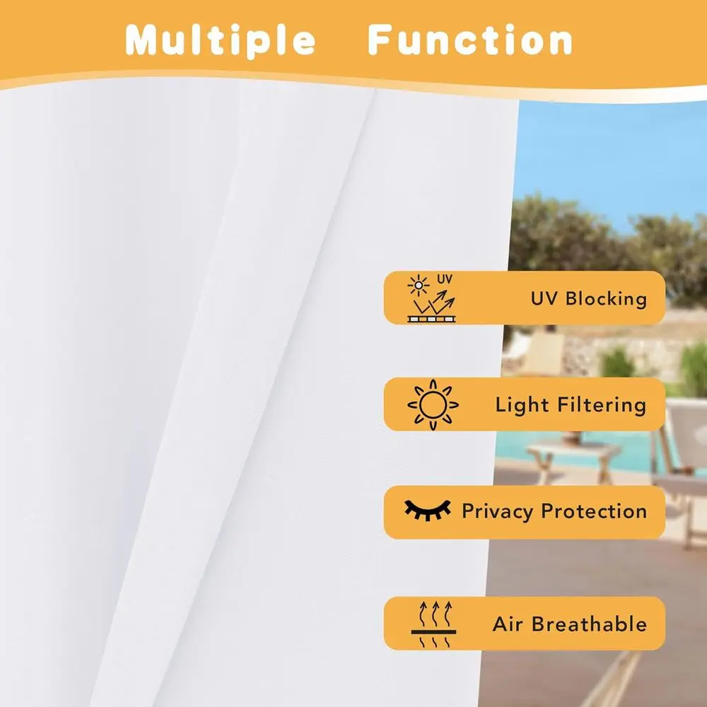 Waterproof Outdoor Curtain Set for Patio, 4-Panel, 54 x 108, Privacy & Light Control for Porch, Gazebo, Pergola