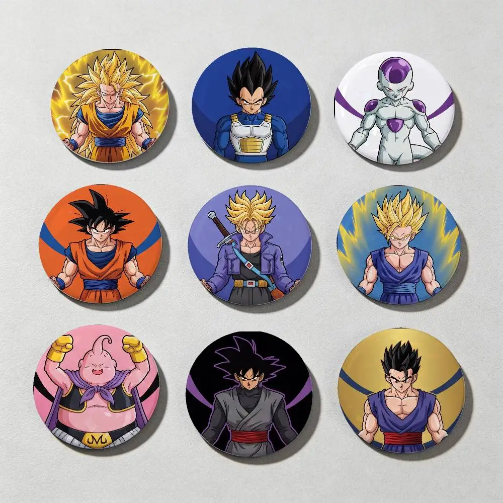 

Dragon Ball Son Goku Laser Diamond Texture Button Pins Tinplate Brooches Cartoon Creative Badge For Backpack Clothes Decor