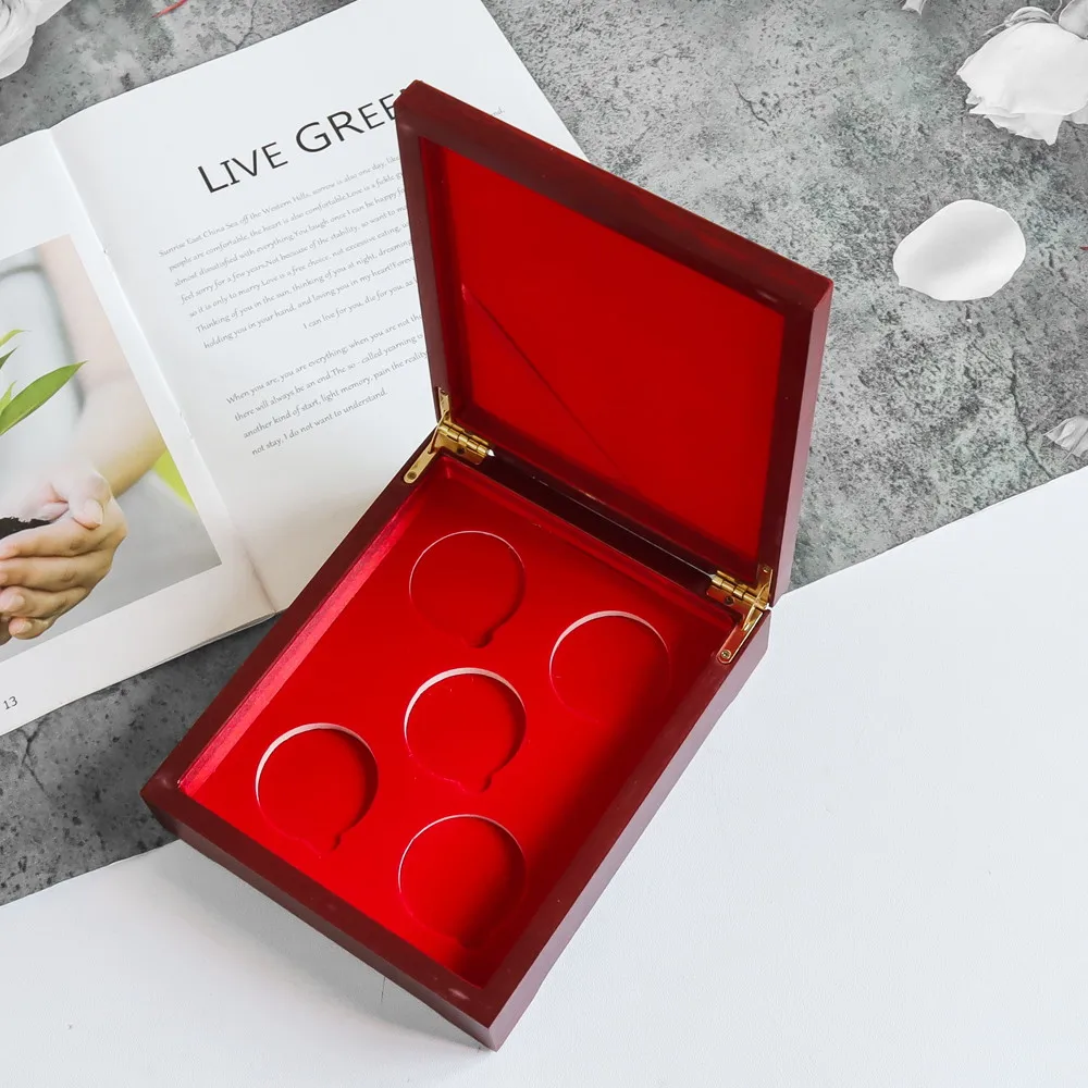 Collectible Wooden Coins Holder Challenge Coin Display Case Medal Storage Gift Box for Desk Organizer Gifts For Collectors,