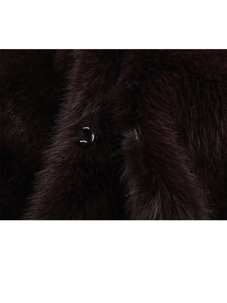 Hh feminino inverno quente casual efeito de pele artificial gola redonda curto topo feminino botão escondido meia manga moda sólida topo