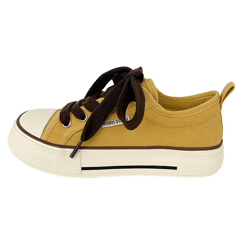 2026 New Fresh Women Canvas Shoes Low Top Students Solid Color Sneakers School Style Tennis Sport Shoes Yellow Black Summer