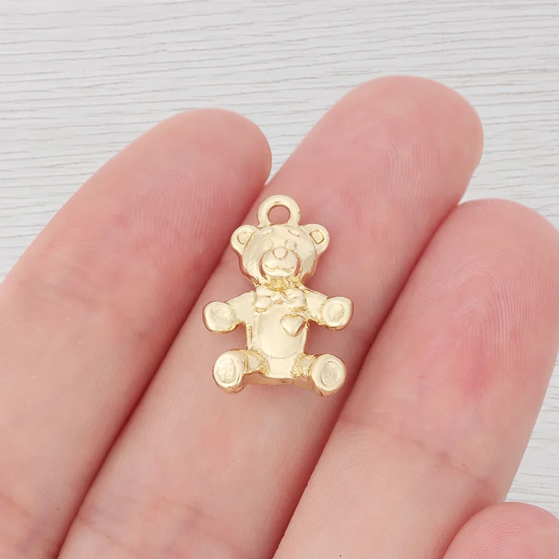 20pcs Gold Tone Cute Teddy Bear Charms Pendants Beads for DIY Necklace Earring Jewelry Making Findings 20x14mm