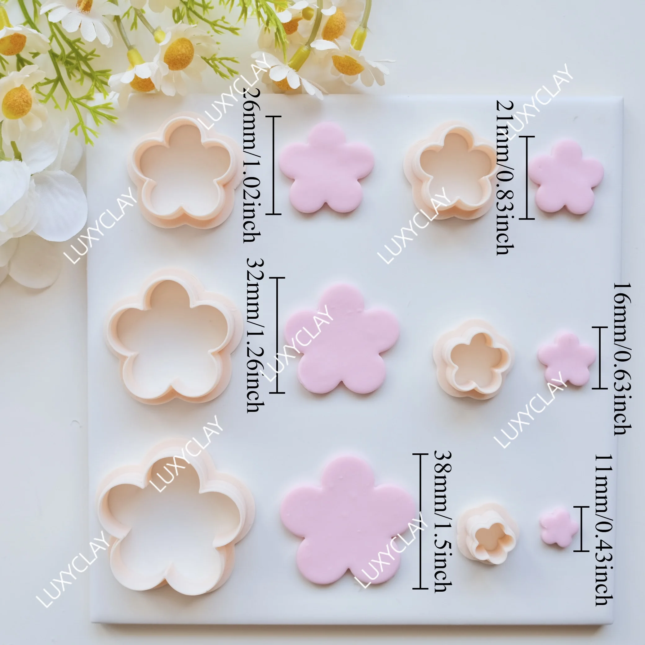 Four Petal Flower Shape Clay Earring Cutters Set, Five Petal Minimal Daisy Flower Outline Polymer Clay Cutter for Jewelry Making