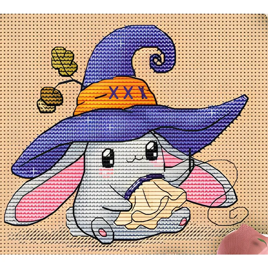 MM Cross stitch RS cotton self-contained without printing Embroidered little witch - bunny