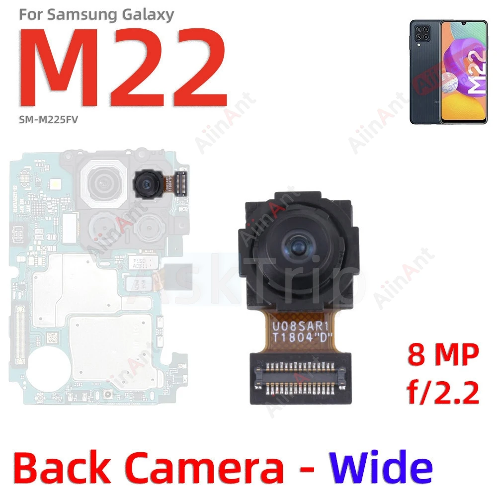 Macro Depth Wide Main Small Front Back Rear Camera Flex Cable For Samsung Galaxy M22 M23 M225F M236B 4G 5G