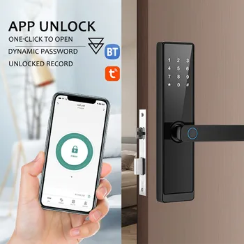 F6 WAFU Smart Lock Office Electronic Door Lock Fingerprint Combination Lock with TUYA APP Function 30-100mm Door Thickness 5
