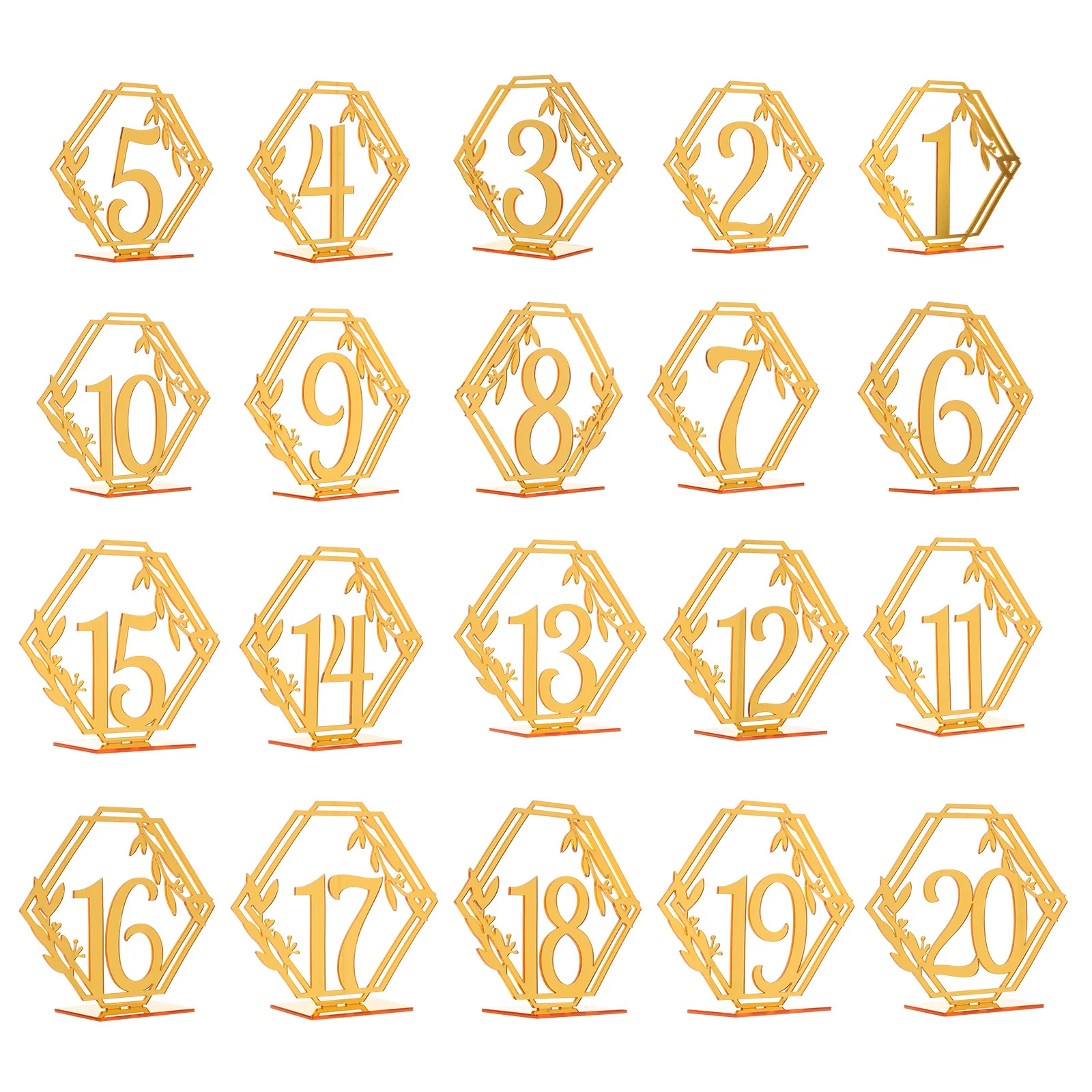 

20Pcs Table Number Signs Double-Sided Acrylic Reserved Banquet Wedding Reception Birthday Party Reusable Seating Cards Decor
