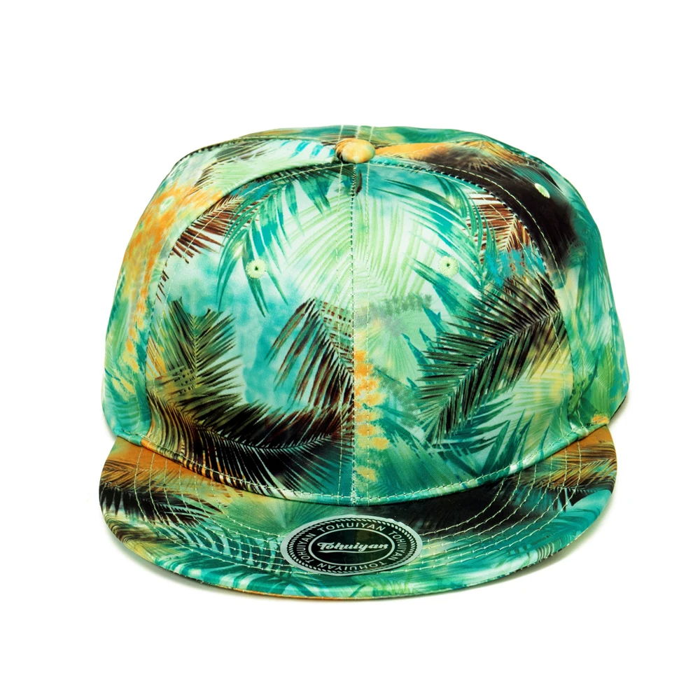 Personality Leaves Graffiti Printing Snapback Cap Cool Flat Bill Baseball Hats Outdoor Streetwear Hip Hop Caps for Men Women